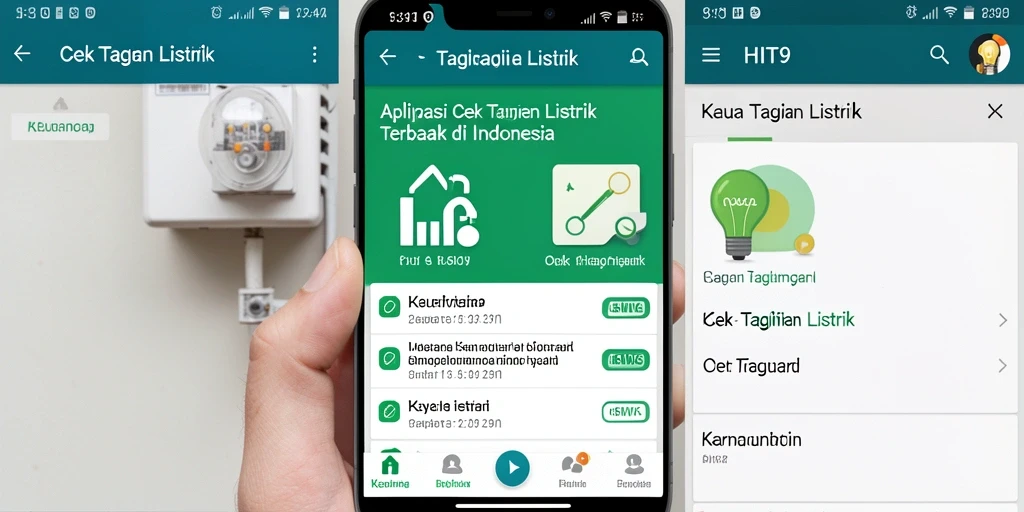 Tampilan antarmuka aplikasi HIT9 untuk cek tagihan listrik yang mudah digunakan.