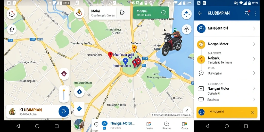 Antarmuka aplikasi KLUBIMPIAN untuk navigasi motor yang intuitif.