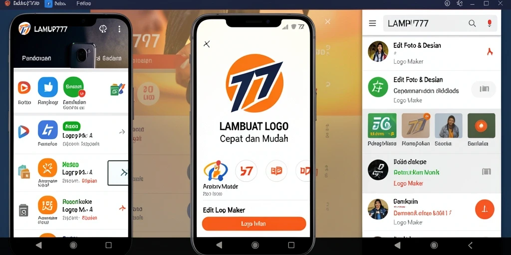 Antarmuka LAMPU777 menampilkan berbagai fitur Logo Maker yang mudah digunakan.