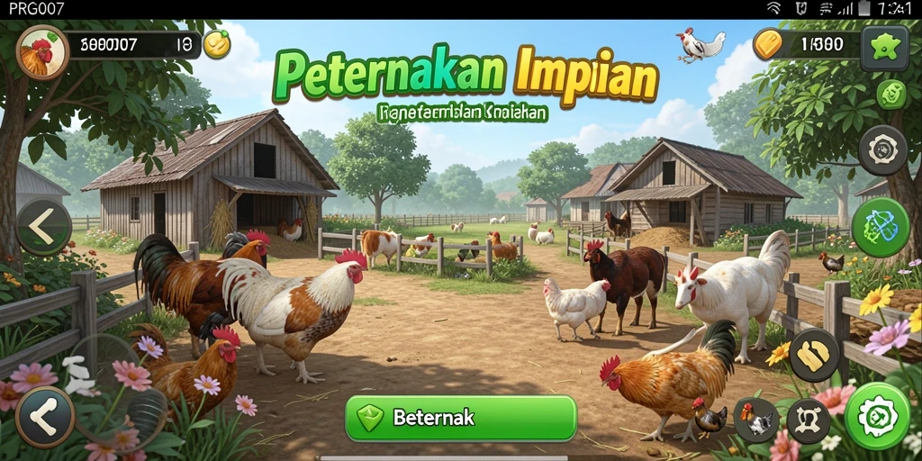 Antarmuka menarik dari PRG007 saat bermain Beternak.