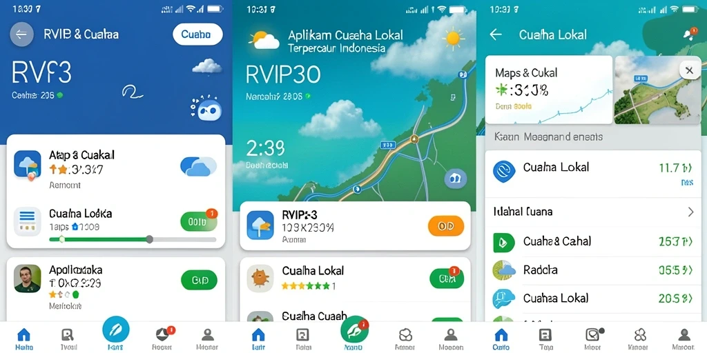 Tampilan antarmuka aplikasi RVIP3 dengan informasi cuaca lokal.